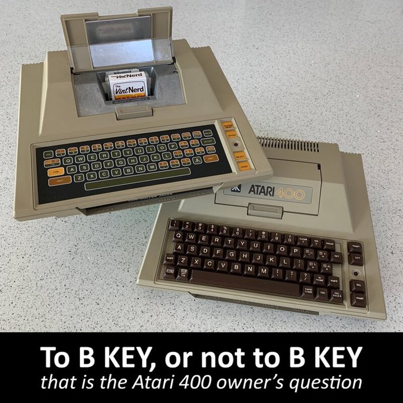 A little dramatic, but makes the point nonetheless :p

#atari #atari8bit #atari400 #bkey #bkeykeyboard #membranekeyboard #fullstrokekeyboard #inhomesoftware #vintagecomputing #retrocomputers #retrogaming #thevintnerd