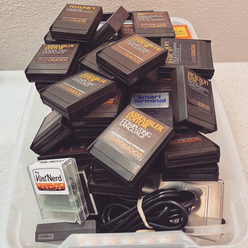 Someday I'll find the time to post these extra cartridges on eBay, but not today! They can be moved out of the way...again □

#Atari #Atari8Bit #LeftCartridge #NotToday #VintageComputing #RetroComputers #RetroGaming #TheVintNerd