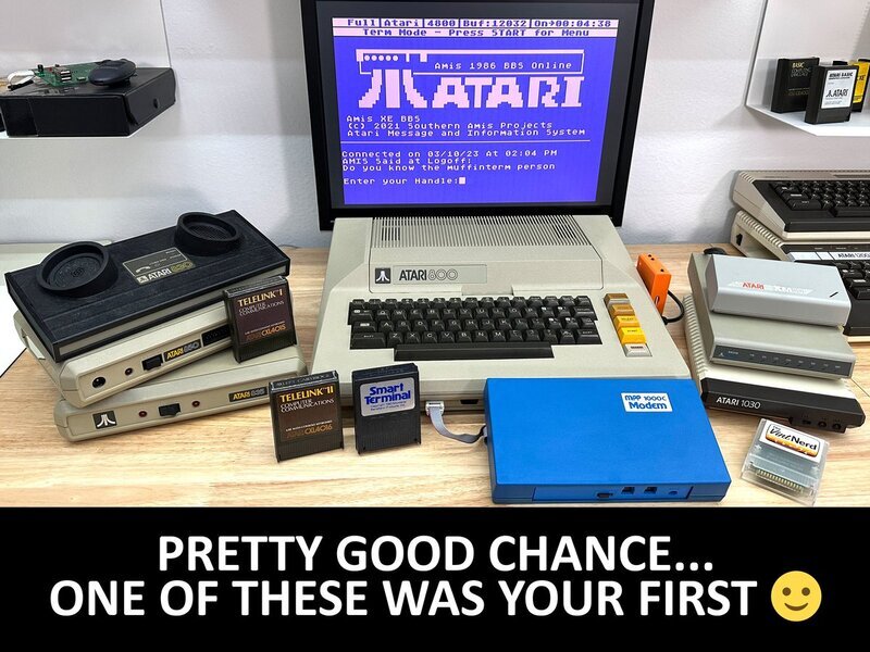 My first modem was the blue one: The joystick port connected MPP 1000C □

#Atari #Atari8Bit #Atari800 #Atari850 #Atari830 #Atari835 #Atari1030 #AtariXM301 #AtariSX212 #MPP1000C #AtariTelelink #MPPSmartTerminal #FujiNet #WiFiModem #BobTerm #BBSing #SouthernAmis #VintageComputing