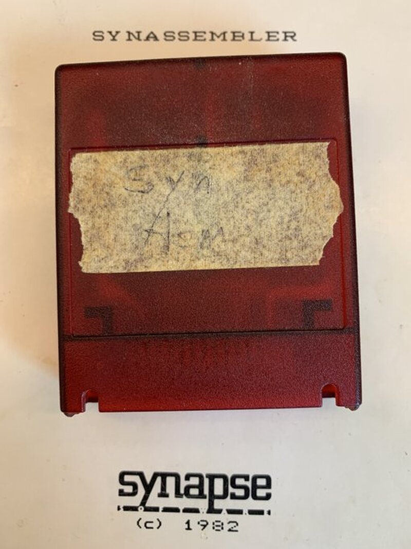 A 1980's SynAssembler Cartridge in Beautiful Synapse Red. This Atari 8-Bit 6502 Assembler programming cartridge from Synapse Software was available by special order.

#Synapse #SynapseSoftware #SynAsm #SynAssembler #SynapseAssembler #Assembler #Atari #Atari8Bit #Atari800 #VintageComputing #RetroComputers #RetroGaming #TheVintNerd